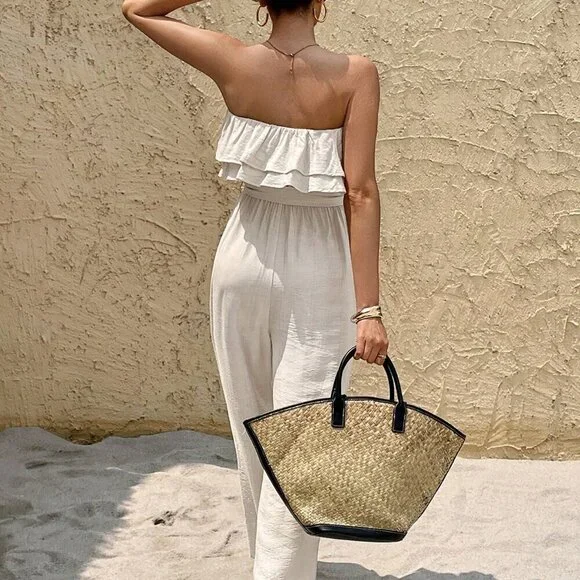 Apricot Casual Women's Ruffled Vacation Jumpsuit - Picture 2 of 7